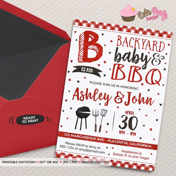 BBQ Baby Shower Invitation Red Babyque Coed Baby Shower Etsy