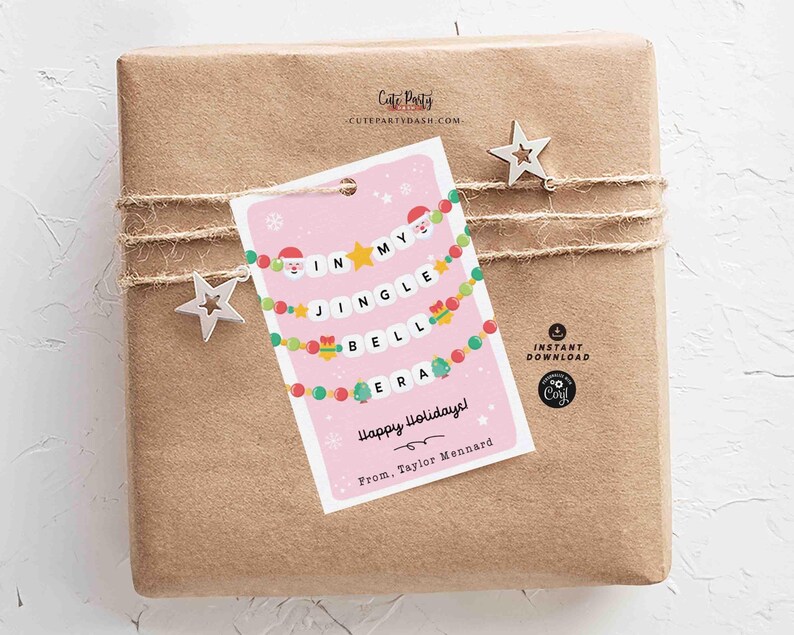 In My Christmas Era Gift Tag Printable INSTANT DOWNLOAD In My Jingle Bell Era Christmas Friendship Bracelet Unique Trendy Holiday Tag for