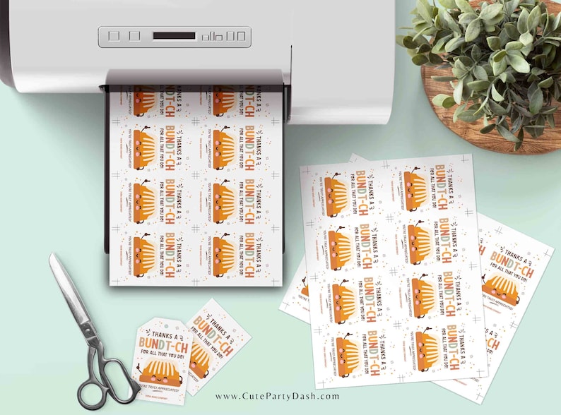 Thanks a Bundt-ch For All That You Do Bundt Cake Tag INSTANT DOWNLOAD Printable Teacher Appreciation EDITABLE Bundt Cake Thank You Tags
