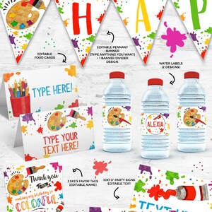 Editable Art party Birthday decorations 
INSTANT DOWNLOAD