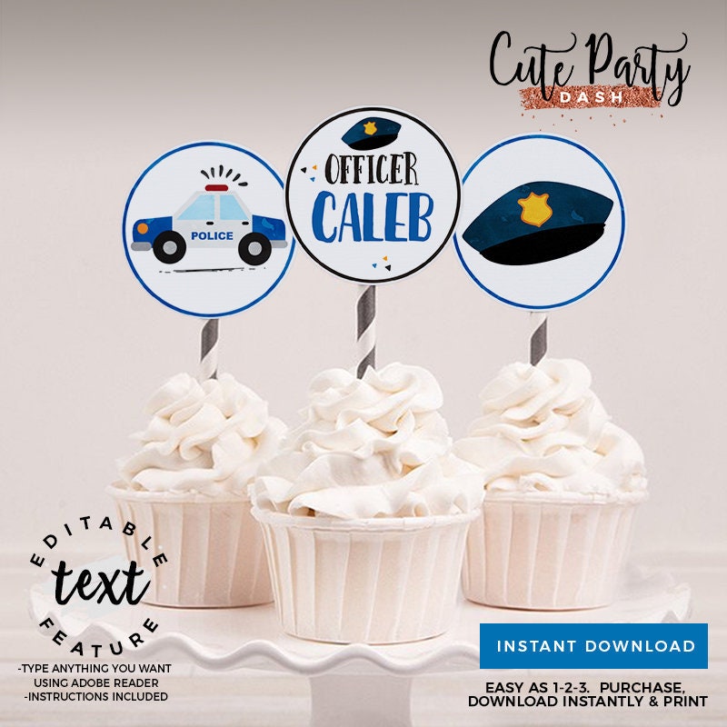INSTANT DOWNLOAD EDITABLE Police Birthday decorations Food | Etsy
