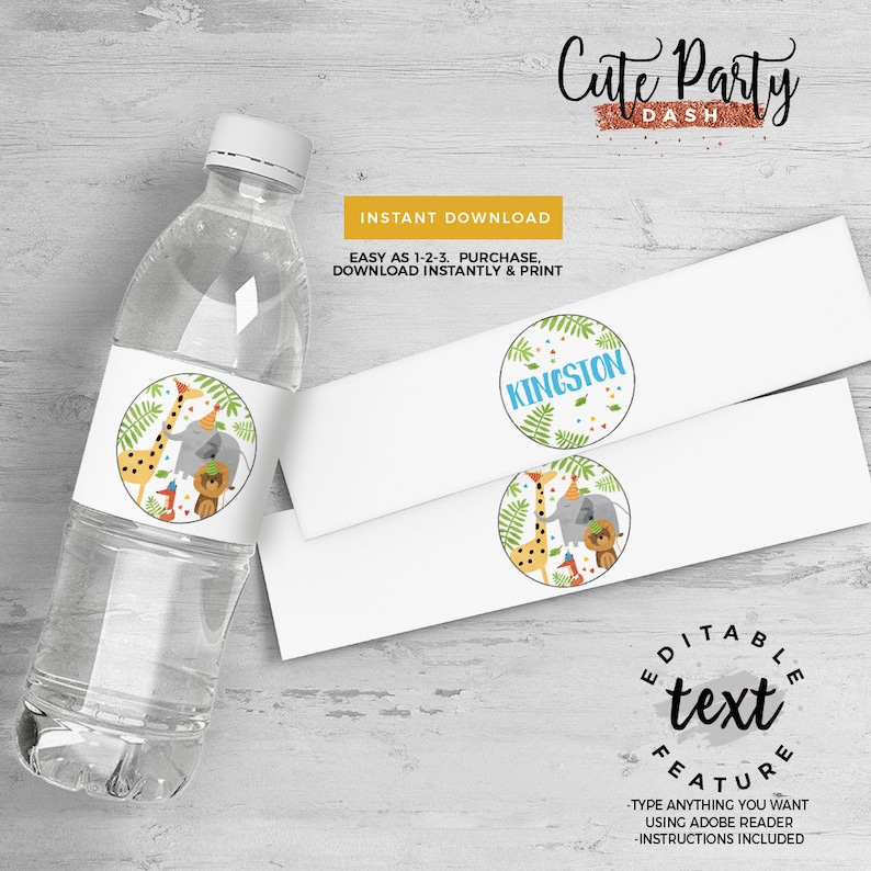 INSTANT DOWNLOAD Party Animals Birthday Favor tag Zoo favors jungle birthday 2.5 Favor tags Animals party decorations wild fun time Pa-bi