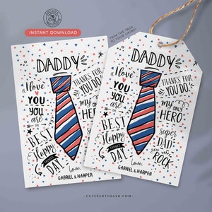 Happy Fathers Day Gift Tag Printable Card Super Dad Editable Fathers Day gift from kids son daughter wife gift for new dad INSTANT DOWNLOAD