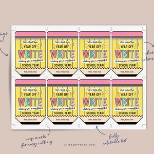 EDITABLE Welcome Back To School Gift Tag Printable Pen Marker First Day of School gift Tag Let's start this year off write  INSTANT DOWNLOAD