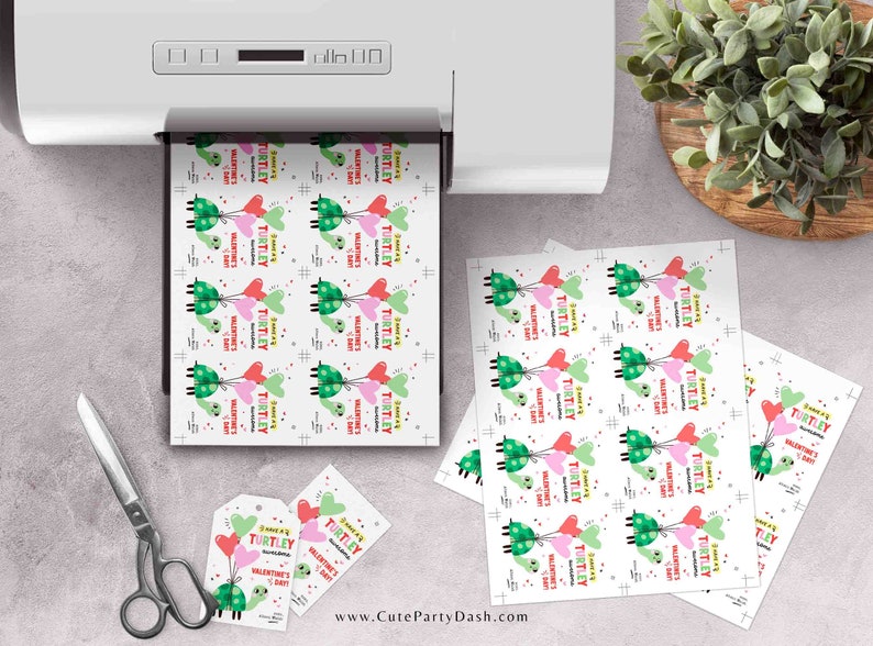 Valentine's Day Kids Classroom Punny Tags Printable INSTANT DOWNLOAD Happy Valentine's Day Pun Card EDITABLE Turtle Non-Candy School Teacher