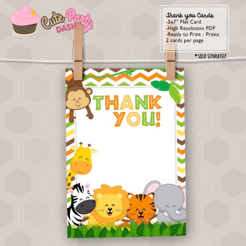 Safari Baby Shower invitations Jungle animals DIY printable Cute Safari co-ed couples shower invitations image 2