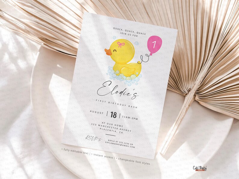 Rubber Duck Birthday Signs: Editable Party Decoration (Instant Download) image 5