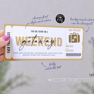 Editable Weekend Getaway Trip Ticket Template (Instant Download) image 2