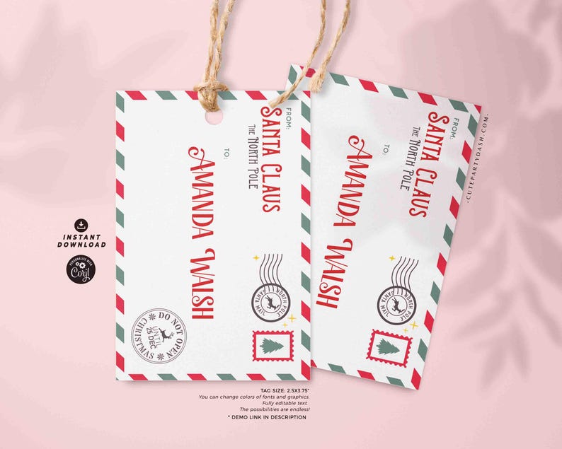 From Santa Christmas Gift Tag Printable INSTANT DOWNLOAD Happy Holidays Modern Christmas Favor Tag Christmas Do not open until December 25