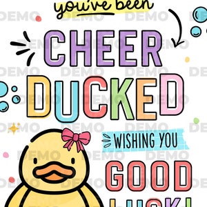 Editable You've been Cheer Ducked Tag, Cheerleader good luck treat tag, Cheer Team Printable Duck Tag, Cheer Gift ideas INSTANT DOWNLOAD