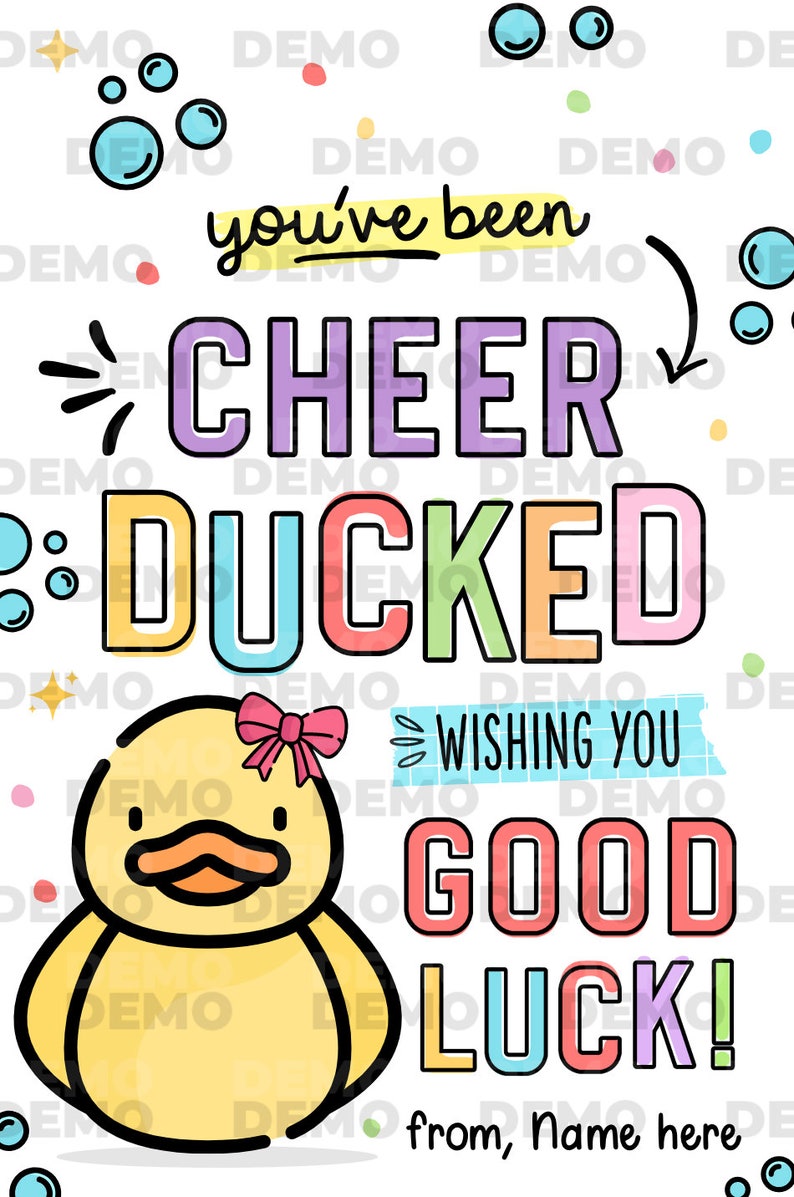 Editable You've been Cheer Ducked Tag, Cheerleader good luck treat tag, Cheer Team Printable Duck Tag, Cheer Gift ideas INSTANT DOWNLOAD