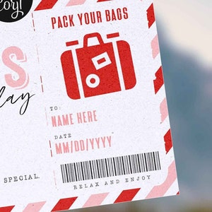 Weekend Getaway Voucher Template, Surprise Valentine's Day Trip gift ticket, Valentines gift, Trip Away Voucher Editable INSTANT DOWNLOAD