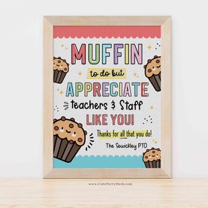 Editable Muffin To Do Appreciation Week Sign, Printable Muffin Staff Volunteer Thank You Appreciation Week, Nurse, INSTANT DOWNLOAD