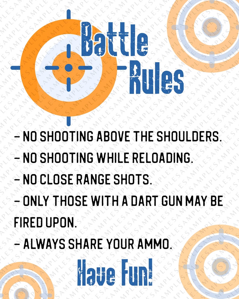 EDITABLE Dart Birthday Party Printable Battle Rules Sign Dart Etsy