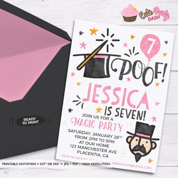 Magic Party Photo Invitation Magic Birthday Invitations Etsy