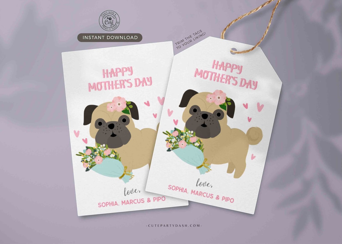 Mothers Day Tag Printable Editable Floral Mother's Day - Etsy