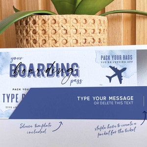Editable Boarding Pass Ticket Template Printable Surprise Trip Reveal gift ticket Fake Plane Ticket Birthday Gift Voucher INSTANT DOWNLOAD