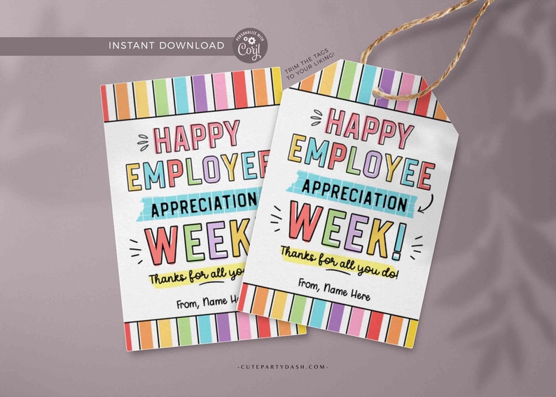 Editable Employee Appreciation Week Gift Tag Printable Employee Thank You Card Staff Appreciation Week gift for Team Member INSTANT DOWNLOAD