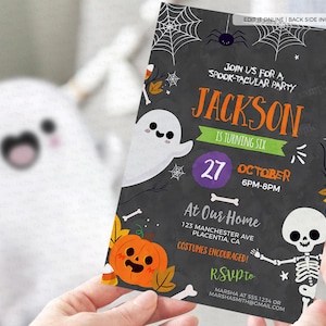 Halloween Birthday invitation, Chalkboard Unique Halloween Party Editable Invitation, Kids Spooky celebration digital 503 INSTANT DOWNLOAD