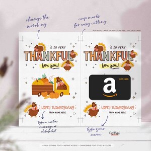 Thanksgiving Thankful for you Coffee Gift Card Holder Printable INSTANT DOWNLOAD Editable Teacher Thanks a Latte Gift card holder template