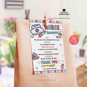 Editable Nurse Survival Kit Gift Tag: Appreciation Thank You Card (Digital Download) image 3
