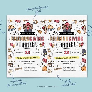 Friendsgiving Dinner Invitation Digital INSTANT DOWNLOAD Editable printable Thanksgiving Dinner invite Fall Pumpkin Invitation, #525