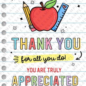 EDITABLE Thank you for all you do we truly appreciate you Tag, Teacher Appreciation Tag, Staff Employee Appreciation School INSTANT DOWNLOAD