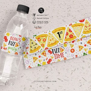 Pizza party printable water bottle label - instant download