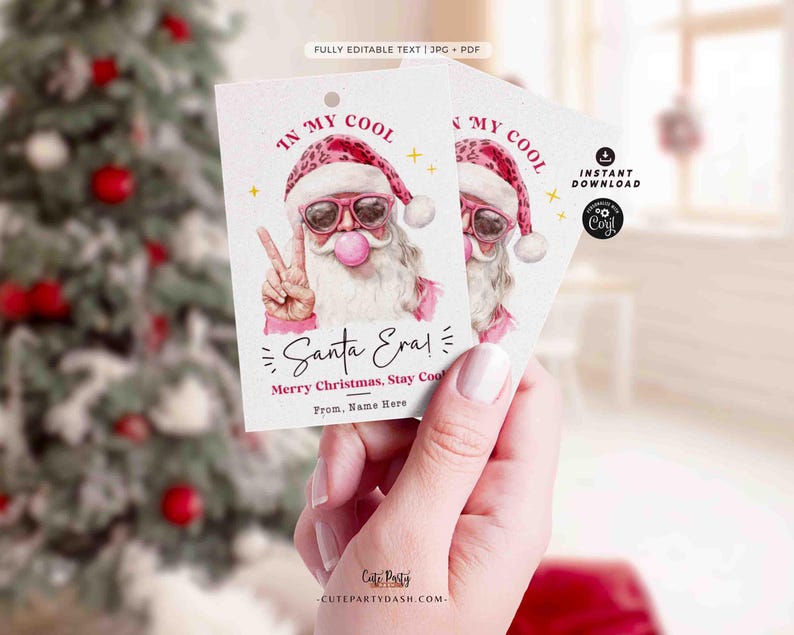 In My Christmas Era Trendy Gift Tag Printable INSTANT DOWNLOAD In My Cool Santa Era Christmas Gift Tag – Trendy Holiday Tag for Fun Gifting