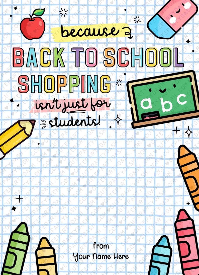 School Supplies Gift Card Holder Printable Happy First Day of School Gift for Teacher Editable Welcome Back to School card INSTANT DOWNLOAD