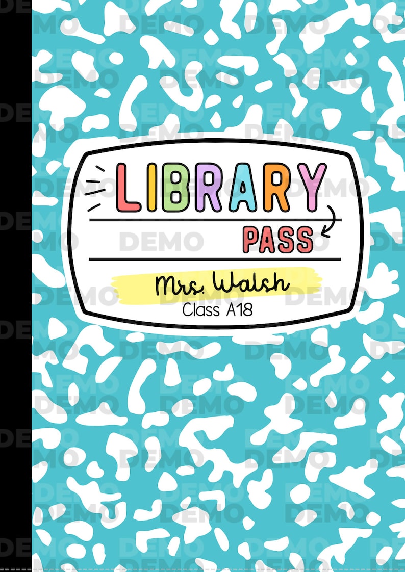 Classroom Hall Passes INSTANT DOWNLOAD Editable Teacher Class Composition Book Hall Pass Template Printable for teachers Digital Download