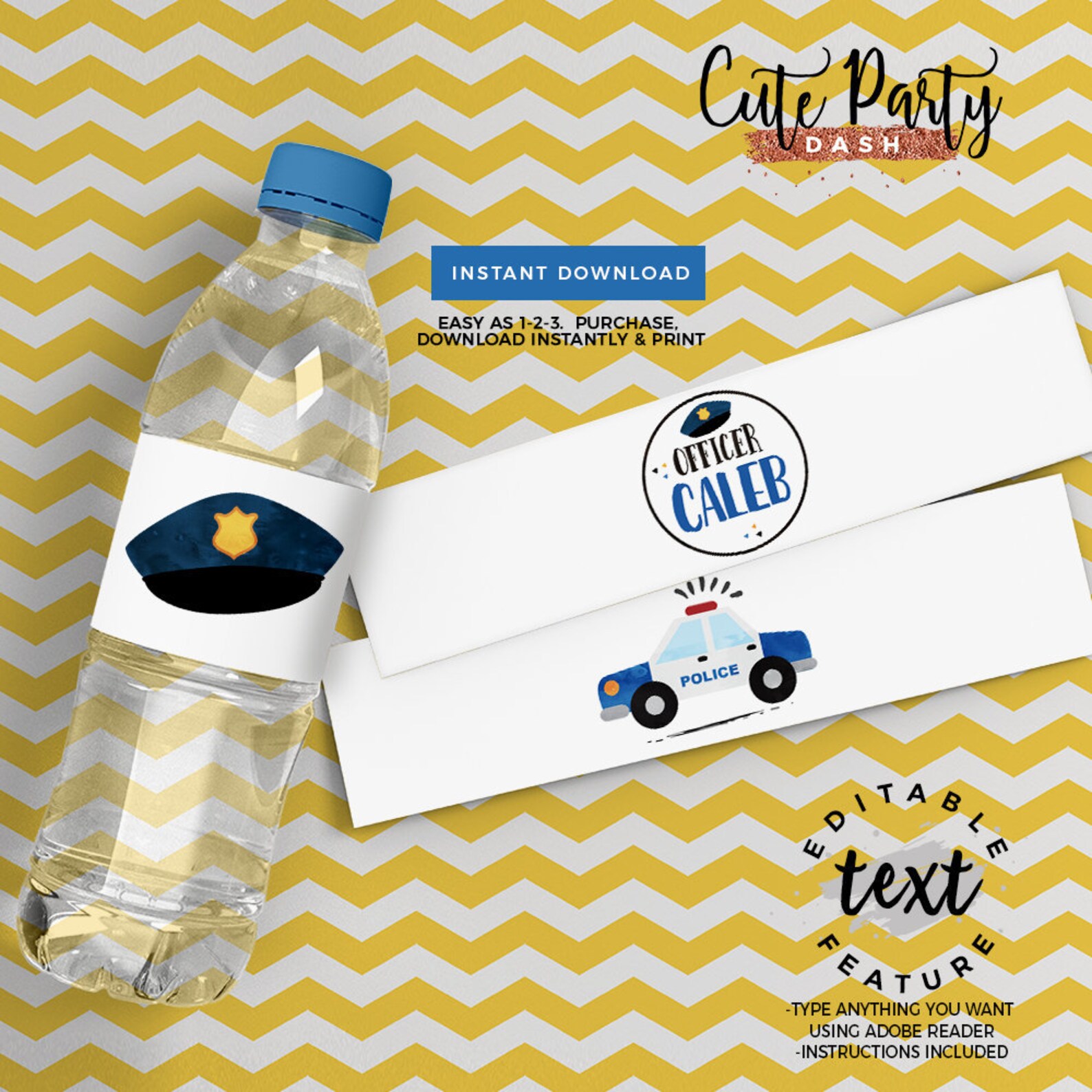 INSTANT DOWNLOAD EDITABLE Police Birthday decorations Food | Etsy