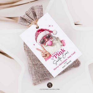 In My Pink Santa Era Christmas Gift Tag Printable INSTANT DOWNLOAD Trendy Retro Christmas Gift Tag –  Cool Santa Holiday Tag for Fun Gifting