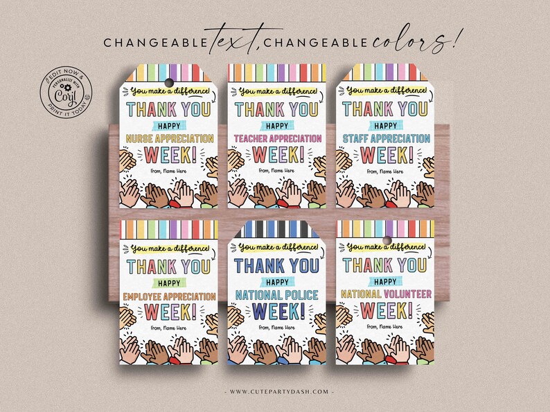 Police Week Gift Tag Printable Police Appreciation Card Editable Police officer Law enforcement thank you gift tag INSTANT DOWNLOAD