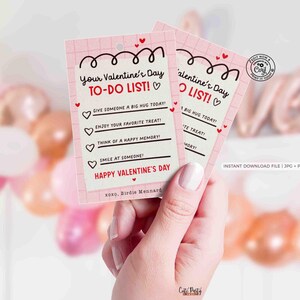 Valentine’s Day To-Do List Classroom Valentine Kids Tag Printable INSTANT DOWNLOAD Happy Valentine's Day EDITABLE gift tag