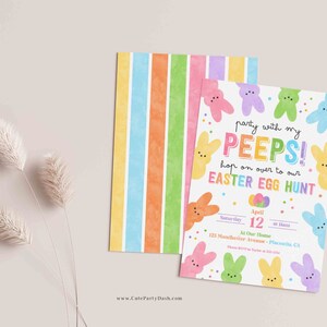 INSTANT DOWNLOAD Easter Egg Hunt Invitation, Editable Party With My Peeps Printable Invite, Spring Easter Peeps Egg Hunt Party, Bunny 379