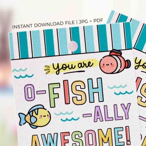 Editable O-fish-ally Awesome Good Luck Printable Treat Tag INSTANT DOWNLOAD Fish Candy Fish Cracker Team Competition good luck tag Sports
