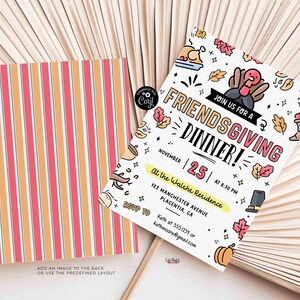 Friendsgiving Dinner Invitation Digital INSTANT DOWNLOAD Editable printable Thanksgiving Dinner invite Fall Pumpkin Invitation, #525