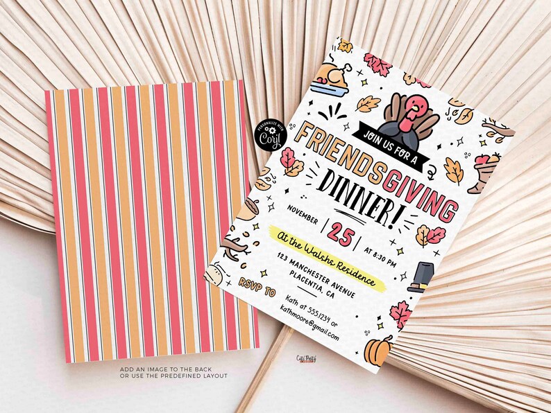 Friendsgiving Dinner Invitation Digital INSTANT DOWNLOAD Editable printable Thanksgiving Dinner invite Fall Pumpkin Invitation, #525