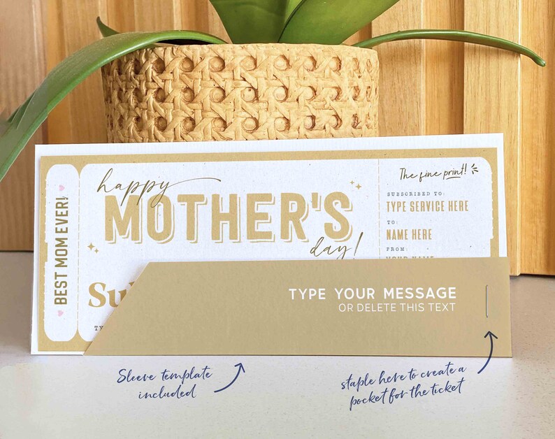Mothers Day Gift, Subscription Gift Ticket Voucher, Streaming Service, EDITABLE Subscription Gift Box Coupon Surprise Gift INSTANT DOWNLOAD