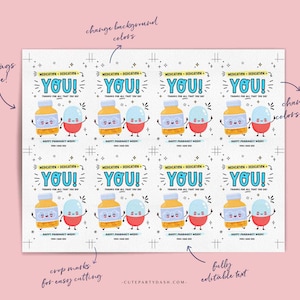 Pharmacy Week Appreciation Gift Tag INSTANT DOWNLOAD Printable RX Pharmacy Tech Thank You Gift Tag Editable Gift for Pharmacist appreciation