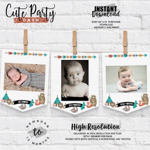 Wild One-verjaardagsfotobanner: Tribal Woodland-thema (directe download)