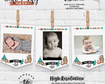 INSTANT DOWNLOAD - Wild one Birthday Monthly Photo Banner wild one first birthday banner Tribal Birthday Garland woodland
