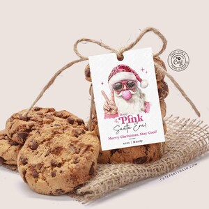 In My Pink Santa Era Christmas Gift Tag Printable INSTANT DOWNLOAD Trendy Retro Christmas Gift Tag –  Cool Santa Holiday Tag for Fun Gifting