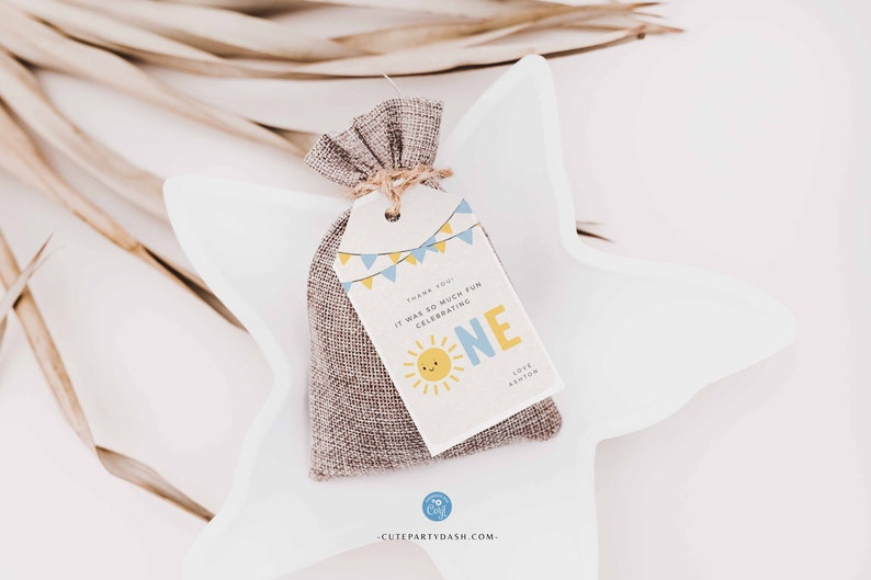 Little Sunshine Boy Birthday Party Favor tag, Editable Thank you tag, Boho Sun Printable Summer Sunshine decorations, INSTANT DOWNLOAD 446