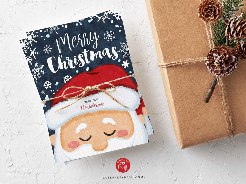 Christmas Greeting Card Printable Children Happy Holidays - Etsy