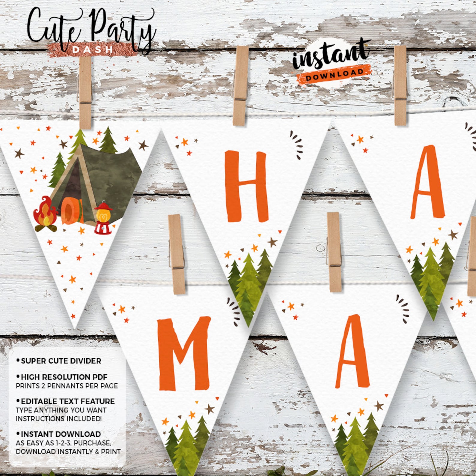 INSTANT DOWNLOAD EDITABLE Camping Birthday Favor Tags Camp Etsy