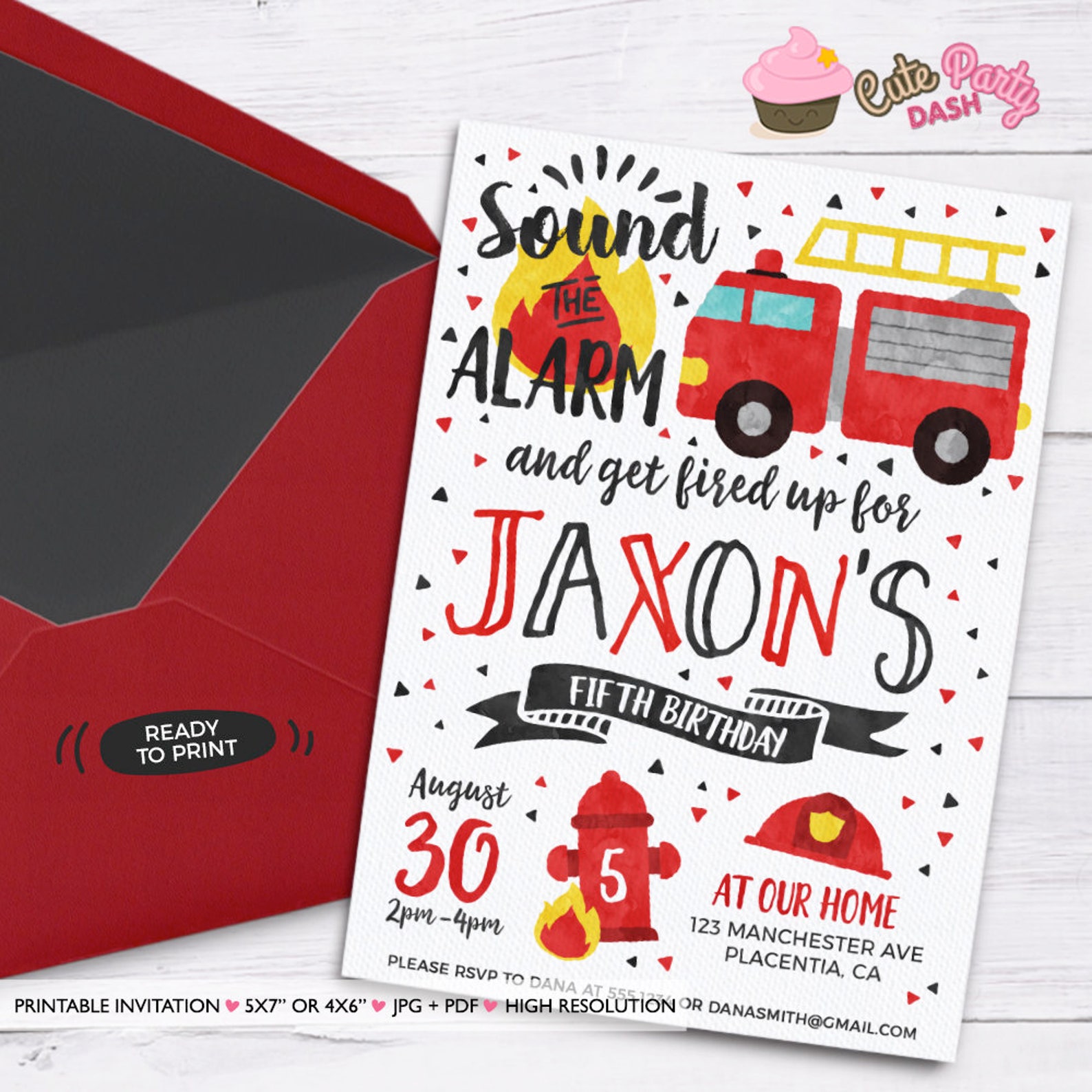 Fireman Invitation Fireman Birthday Invitation Firefighter | Etsy