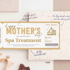 Mother's Day Gift Spa Gift Voucher Certificate, Massage Gift Voucher, Spa Treatment Salon Gift Idea for mom, wife, niece INSTANT DOWNLOAD