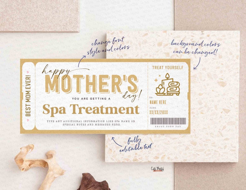 Mother's Day Gift Spa Gift Voucher Certificate, Massage Gift Voucher, Spa Treatment Salon Gift Idea for mom, wife, niece INSTANT DOWNLOAD